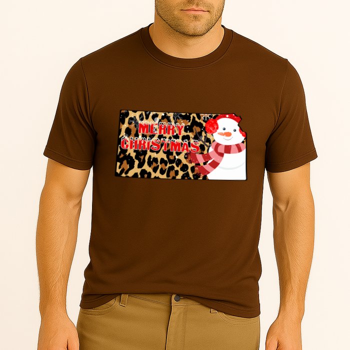 Leopard Kansas Christmas With Snowman Cooling Performance Crew T-Shirt