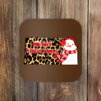 Leopard Kansas Christmas With Snowman Coaster