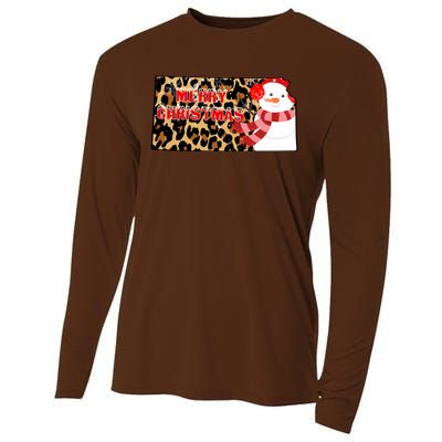 Leopard Kansas Christmas With Snowman Cooling Performance Long Sleeve Crew