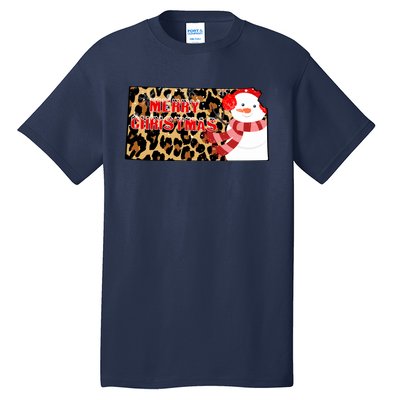 Leopard Kansas Christmas With Snowman Tall T-Shirt