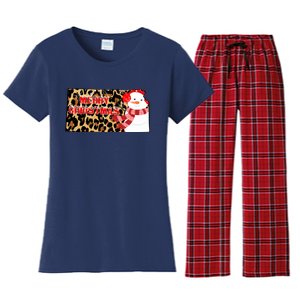 Leopard Kansas Christmas With Snowman Women's Flannel Pajama Set