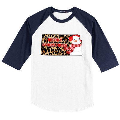 Leopard Kansas Christmas With Snowman Baseball Sleeve Shirt