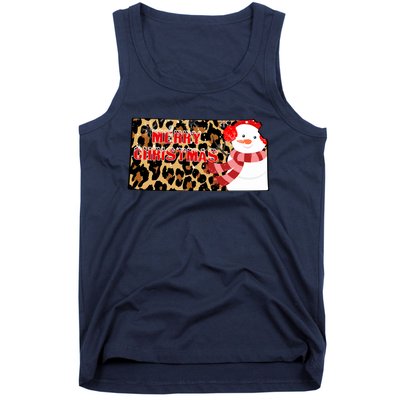 Leopard Kansas Christmas With Snowman Tank Top