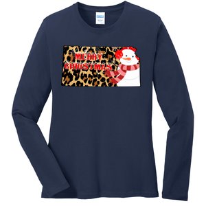 Leopard Kansas Christmas With Snowman Ladies Long Sleeve Shirt