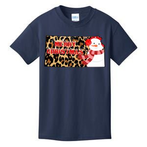 Leopard Kansas Christmas With Snowman Kids T-Shirt