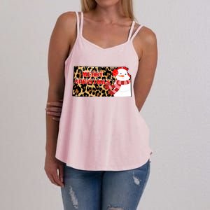 Leopard Kansas Christmas With Snowman Women's Strappy Tank