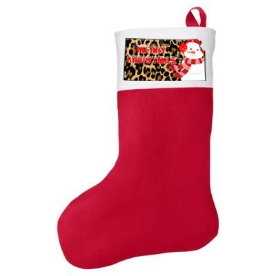 Leopard Kansas Christmas With Snowman Felt Holiday Christmas Stocking