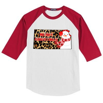 Leopard Kansas Christmas With Snowman Kids Colorblock Raglan Jersey