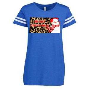 Leopard Kansas Christmas With Snowman Enza Ladies Jersey Football T-Shirt