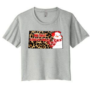 Leopard Kansas Christmas With Snowman Women's Crop Top Tee