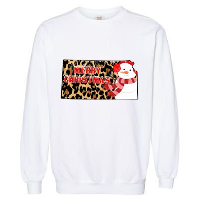 Leopard Kansas Christmas With Snowman Garment-Dyed Sweatshirt
