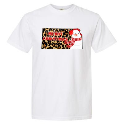 Leopard Kansas Christmas With Snowman Garment-Dyed Heavyweight T-Shirt