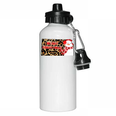 Leopard Kansas Christmas With Snowman Aluminum Water Bottle 