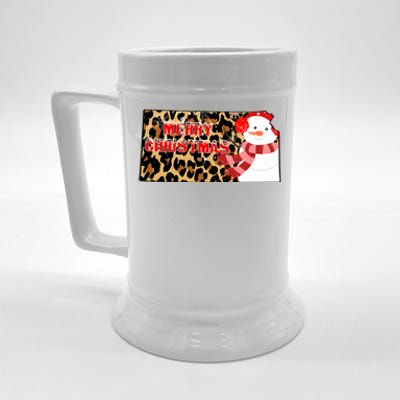 Leopard Kansas Christmas With Snowman Beer Stein