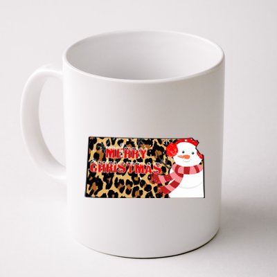 Leopard Kansas Christmas With Snowman Coffee Mug