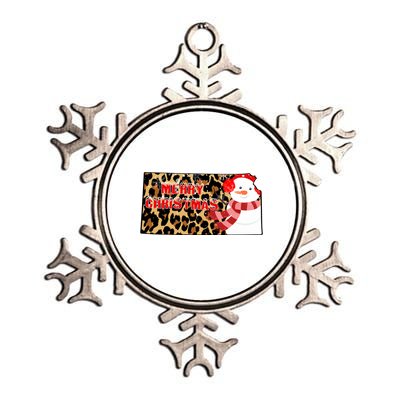 Leopard Kansas Christmas With Snowman Metallic Star Ornament