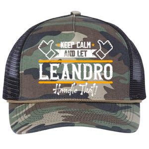 Leandro Keep Calm And Let Leandro Handle That Gift Retro Rope Trucker Hat Cap