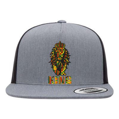 Lion Kente Cloth For King African Lover Flat Bill Trucker Hat