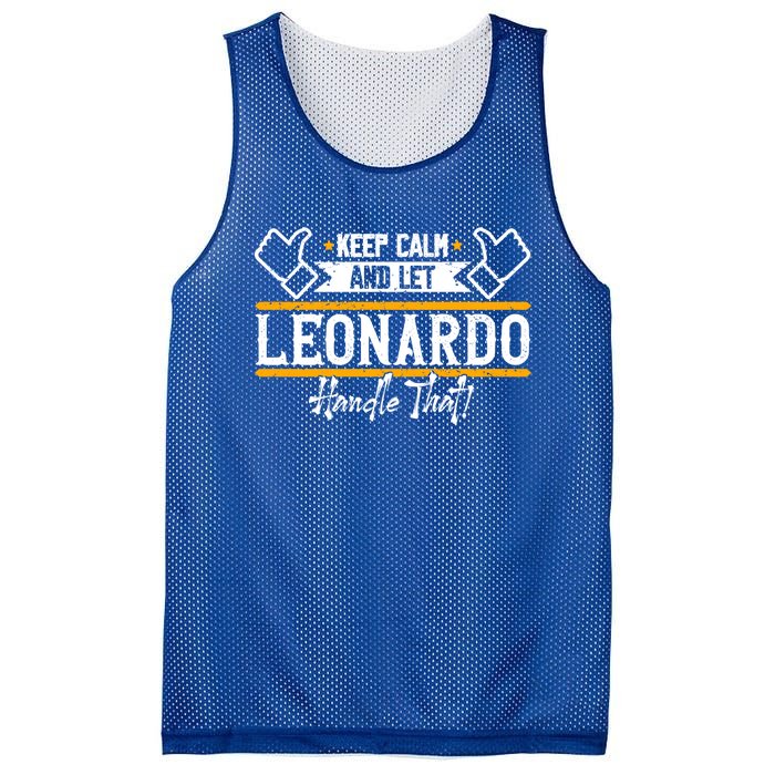 Leonardo Keep Calm And Let Leonardo Handle That Gift Mesh Reversible Basketball Jersey Tank