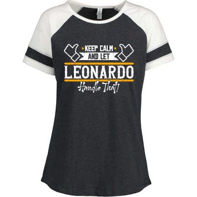 Leonardo Keep Calm And Let Leonardo Handle That Gift Enza Ladies Jersey Colorblock Tee