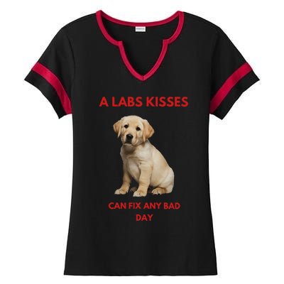 Labs Kisses Can Fix Any Bad Day! Ladies Halftime Notch Neck Tee