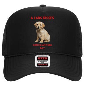 Labs Kisses Can Fix Any Bad Day! High Crown Mesh Back Trucker Hat