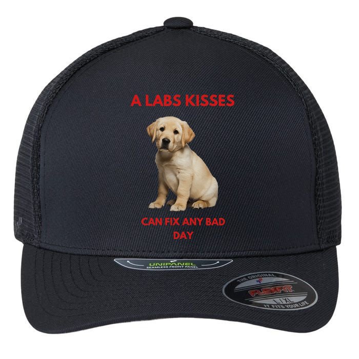 Labs Kisses Can Fix Any Bad Day! Flexfit Unipanel Trucker Cap