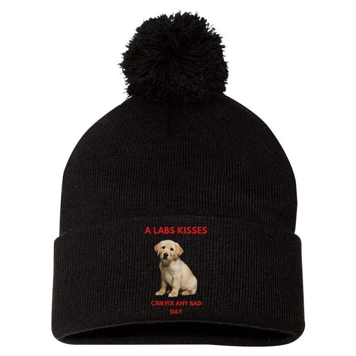 Labs Kisses Can Fix Any Bad Day! Pom Pom 12in Knit Beanie