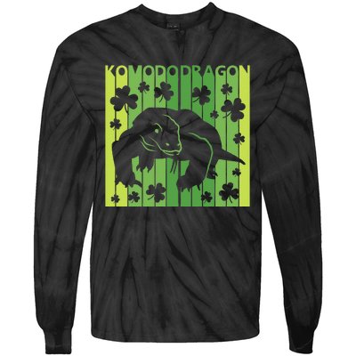 Lucky Komodo Dragon Animal St Patrick's Day Irish Tie-Dye Long Sleeve Shirt