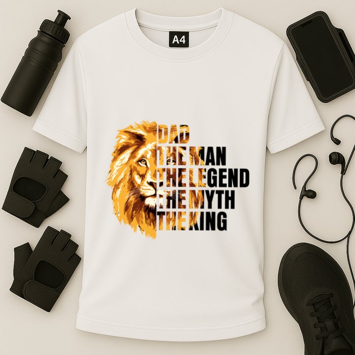 Lion King Dad Dad The Man The Legend The Myth The King Watercolor Performance Shirt