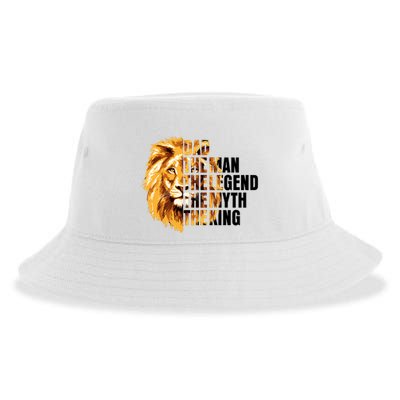 Lion King Dad Dad The Man The Legend The Myth The King Watercolor Sustainable Bucket Hat