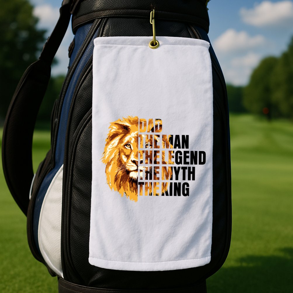 Lion King Dad Dad The Man The Legend The Myth The King Watercolor Golf Towel