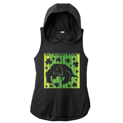 Lucky Komodo Dragon Animal St Patrick's Day Irish Ladies PosiCharge Tri-Blend Wicking Draft Hoodie Tank