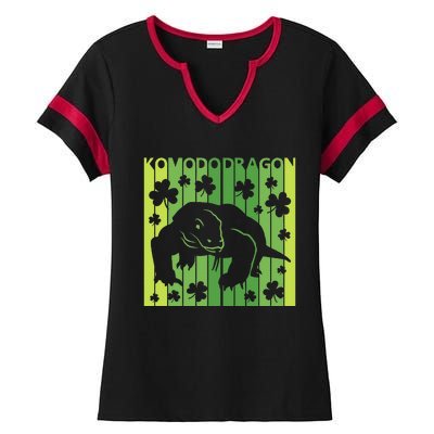 Lucky Komodo Dragon Animal St Patrick's Day Irish Ladies Halftime Notch Neck Tee