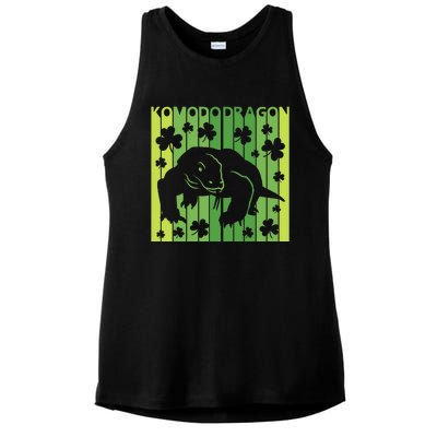 Lucky Komodo Dragon Animal St Patrick's Day Irish Ladies PosiCharge Tri-Blend Wicking Tank