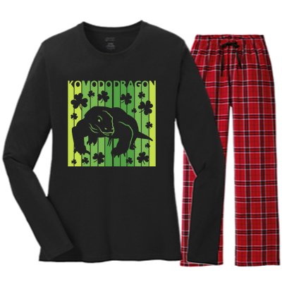 Lucky Komodo Dragon Animal St Patrick's Day Irish Women's Long Sleeve Flannel Pajama Set 