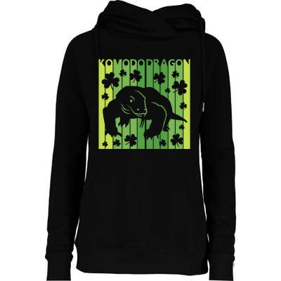 Lucky Komodo Dragon Animal St Patrick's Day Irish Womens Funnel Neck Pullover Hood