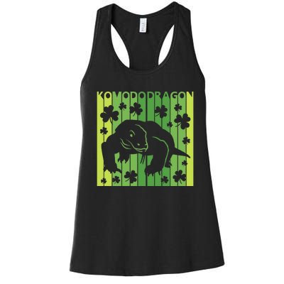 Lucky Komodo Dragon Animal St Patrick's Day Irish Women's Racerback Tank