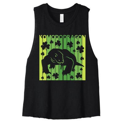 Lucky Komodo Dragon Animal St Patrick's Day Irish Women's Racerback Cropped Tank