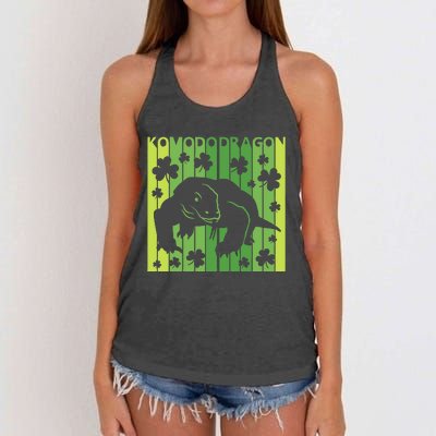 Lucky Komodo Dragon Animal St Patrick's Day Irish Women's Knotted Racerback Tank