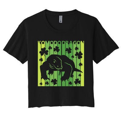 Lucky Komodo Dragon Animal St Patrick's Day Irish Women's Crop Top Tee