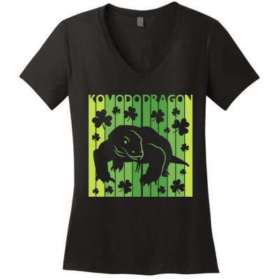 Lucky Komodo Dragon Animal St Patrick's Day Irish Women's V-Neck T-Shirt