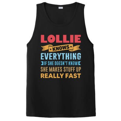 Lollie Knows Everything Mom Grandma Grand Mothers Day Cool Gift PosiCharge Competitor Tank