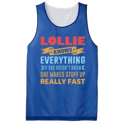 Lollie Knows Everything Mom Grandma Grand Mothers Day Cool Gift Mesh Reversible Basketball Jersey Tank