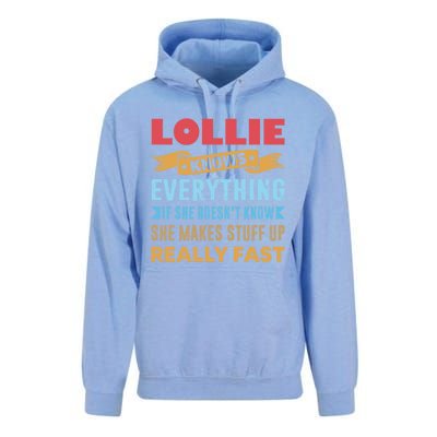 Lollie Knows Everything Mom Grandma Grand Mothers Day Cool Gift Unisex Surf Hoodie