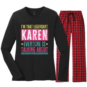 Legendary Karen First Name Funny Quote For Karen Women's Long Sleeve Flannel Pajama Set 