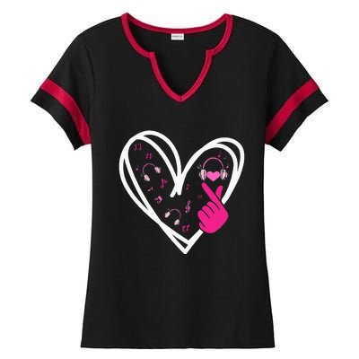 Love Kpop Finger Heart Korean Pop Music K Pop Ladies Halftime Notch Neck Tee