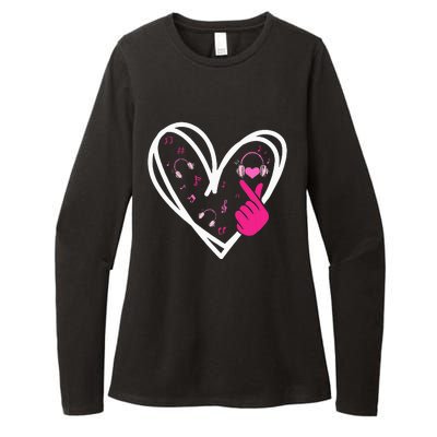 Love Kpop Finger Heart Korean Pop Music K Pop Womens CVC Long Sleeve Shirt