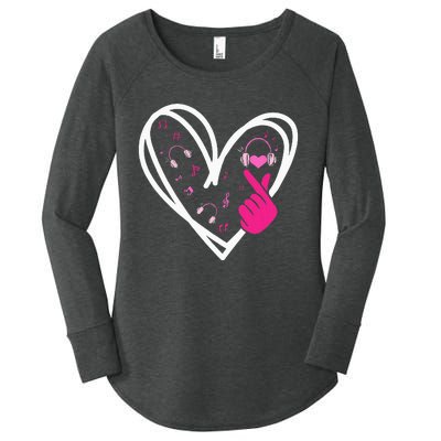 Love Kpop Finger Heart Korean Pop Music K Pop Women's Perfect Tri Tunic Long Sleeve Shirt