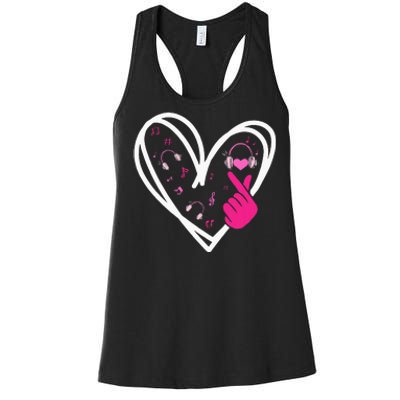 Love Kpop Finger Heart Korean Pop Music K Pop Women's Racerback Tank